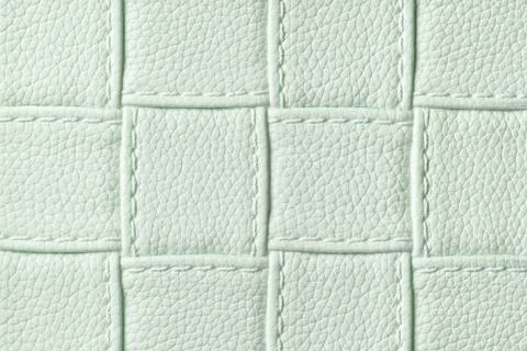 Texture of light green leather background with square pattern and stitch, mac 스톡 사진