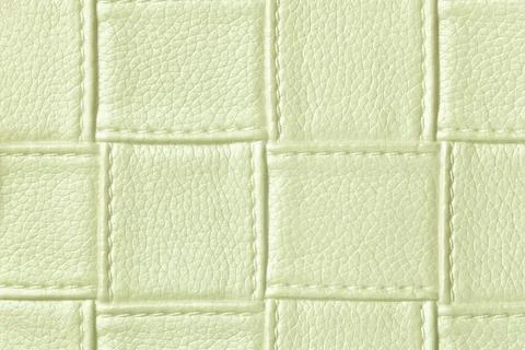 Texture of light green leather background with square pattern and stitch, mac 스톡 사진