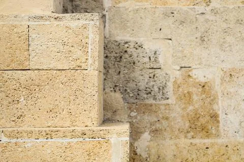Texture of limestone blocks, closeup Stock Photos