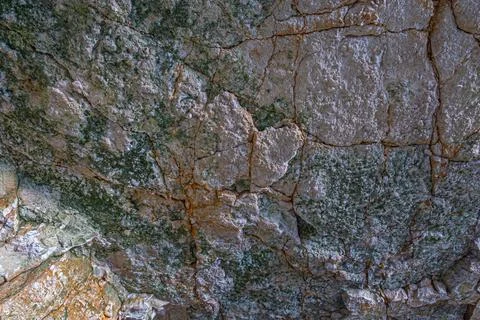 The texture of the limestone wall in the cave Stock Photos