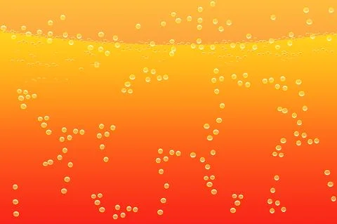 Texture liquid with bubbles. Orange carbonated drink pattern. Stock Illustration