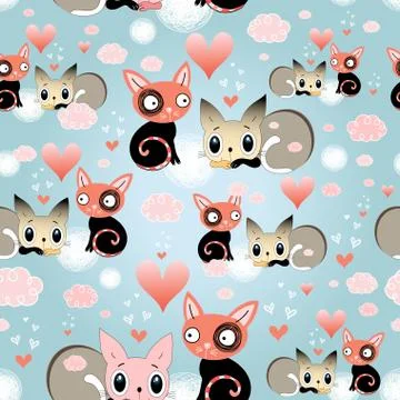 Texture lovers cats Stock Illustration