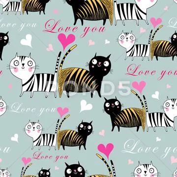 Texture lovers cats Stock Illustration