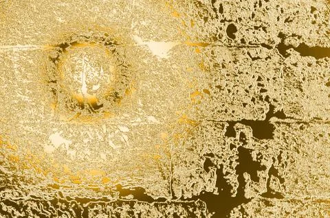 The texture of masonry, painted in gold Foto stock