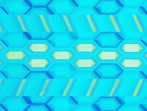 Texture mesh, honeycomb pattern illustration. Hand drawn painting in blue and Stock Illustration