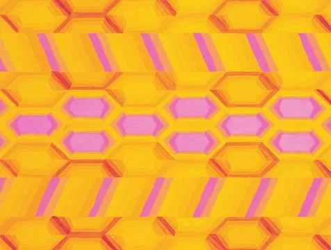 Texture mesh, honeycomb pattern illustration. Hand drawn painting in yellow and Stock Illustration