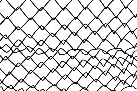 The texture of the metal mesh. Torn, destroyed, broken metal mesh on a whit.. Stock Photos