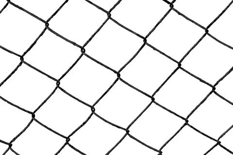 The texture of the metal mesh. Torn, destroyed, broken metal mesh on a whit.. Stock Photos