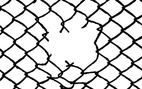 The texture of the metal mesh on a white background. Torn steel, metal mesh.. Stock Photos