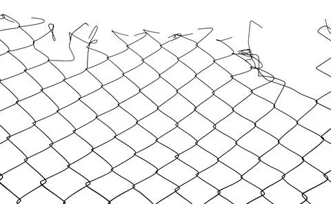 The texture of the metal mesh on a white background. Torn steel, metal mesh.. Foto stock