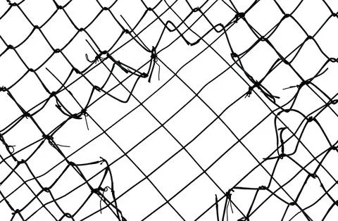 The texture of the metal mesh on a white background. Torn steel, metal mesh.. Stock Photos