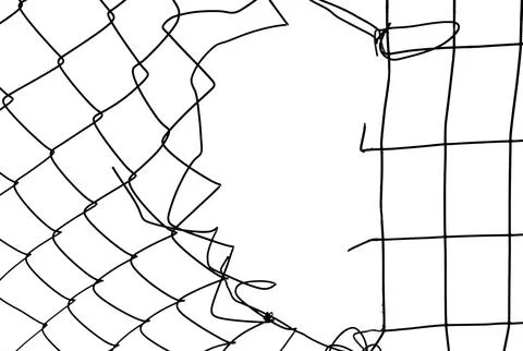 The texture of the metal mesh on a white background. Torn steel, metal mesh.. Stock Photos
