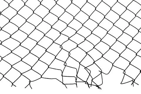 The texture of the metal mesh on a white background. Torn steel, metal mesh.. Foto stock