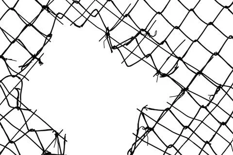 The texture of the metal mesh on a white background. Torn steel, metal mesh.. Foto stock