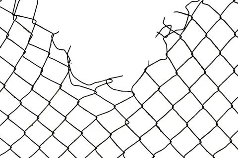 The texture of the metal mesh on a white background. Torn steel, metal mesh.. Stock Photos
