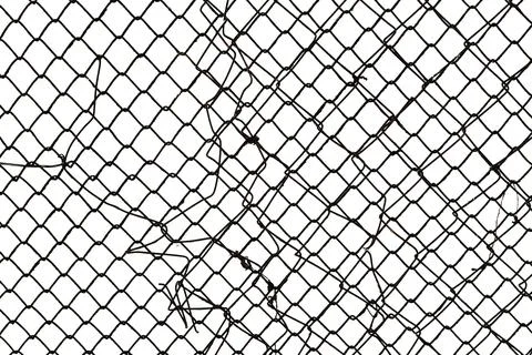 The texture of the metal mesh on a white background. Torn steel, metal mesh.. Stock Photos