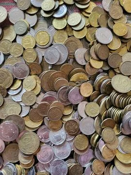 Texture of monetary coins, small change and the banking sector Stock Photos