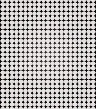 Texture of multiple rows of white identical circles isolated on a black backg Stock Illustration