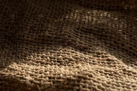 Texture of natural burlap material close-up Foto stock