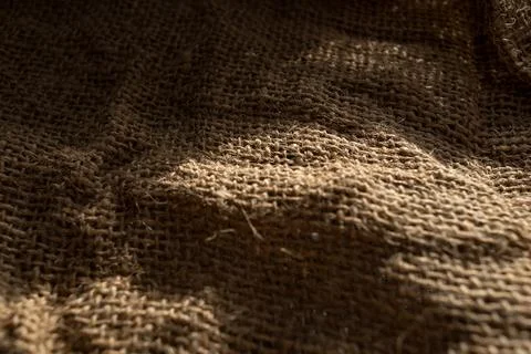 Texture of natural burlap material close-up Foto stock