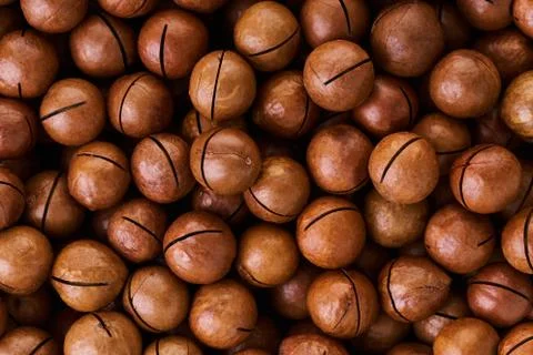 Texture of nuts macadam closeup Foto stock