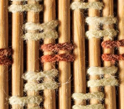 Texture of old bamboo branches with threads. Stock Photos