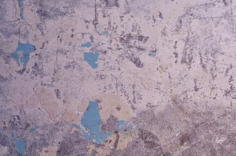Texture of the old battered wall blue peeling paint, concrete, gray cement gr Stock Photos