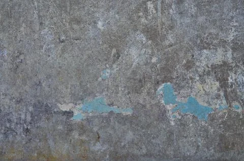 Texture of the old battered wall blue peeling paint, concrete, gray cement gr Stock Photos