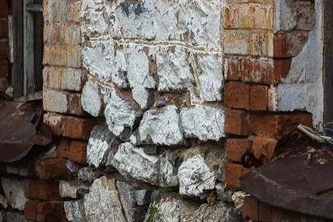 Texture of an old brick building. 19th century architecture Stock Photos