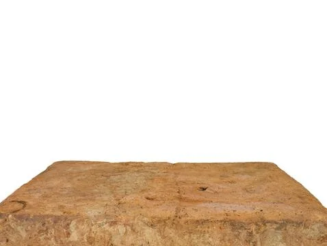 Texture of old brick table top on white background. For create product displa Stock Photos