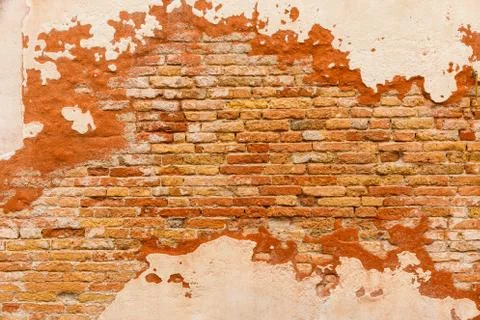 Texture old brick wall plaster Stock Photos