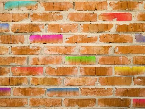 Texture of an old brick wall with stylized colorful bricks イラスト素材