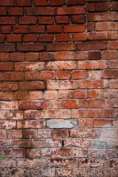 Texture of old brickwork with peeling color paint Stock Photos