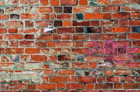 Texture of an old brickwork of red color Stock Photos