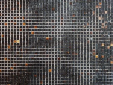 Texture of old brown, black and orange wall tiles Stock Photos
