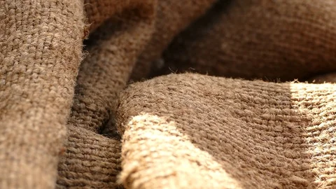 Texture with old burlap. Brown burlap. Cuban bag. Stock Footage 85998077