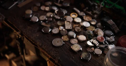 Texture of the old clock,a lot of old clock. many vintage clocks. Stock Footage 127943276