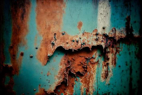 Texture of an old cracked damaged rusty metal, grunge abstract background. Stock-Fotos