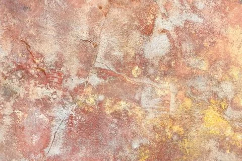 Texture of old cracked paint on the wall. Old vintage pattern of painted conc Foto stock