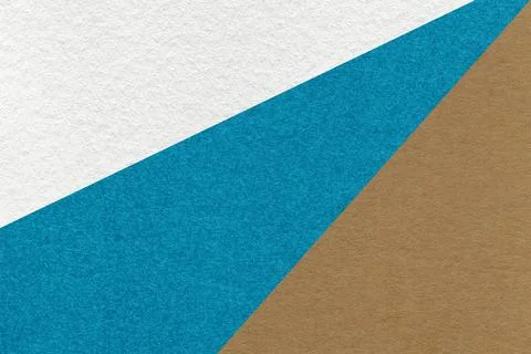 Texture of old craft white, blue and brown color paper background, macro. Stock Photos