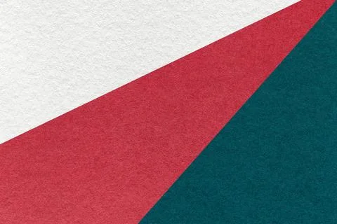 Texture old craft white, red and emerald color paper background, macro Foto stock