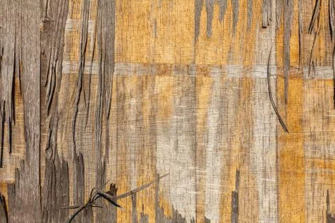 Texture of old gray and yellow plywood Stock Photos