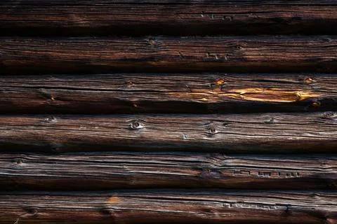 Texture of old log house wall Stock Photos