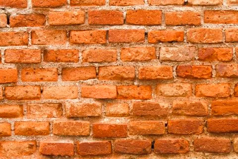 Texture of old orange brick wall for pattern and background Stock Photos