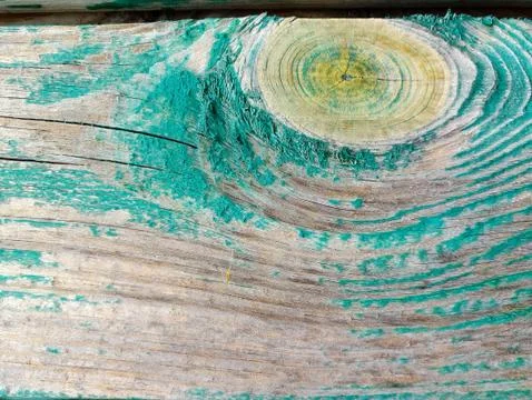 Texture of old painted shabby rustic wooden fence made of planks, with rusty  Foto stock