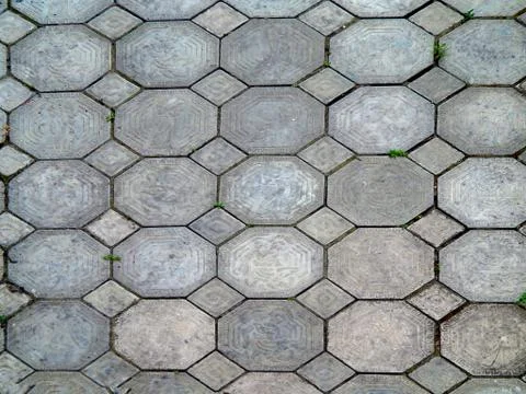 Texture of old paving slab close-up. Red old tiles Foto stock