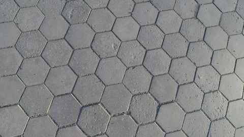 Texture of old paving tile hexagonal form of gray color Stock Footage 125815653