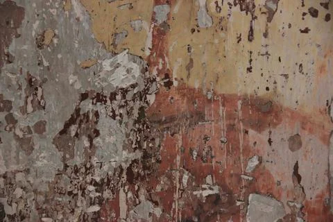 Texture of the old peeled wall. View of the old shabby wall Stock Photos