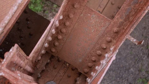 The texture of the old railway bridge rust,metal and paint Stock Footage 113679836