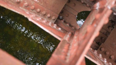 The texture of the old railway bridge rust,metal and paint Stock Footage 113679900